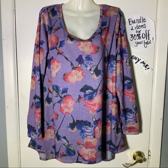 Floral Long Flowing Tunic Top LuLaRoe SZ 2XL - Picture 6 of 8